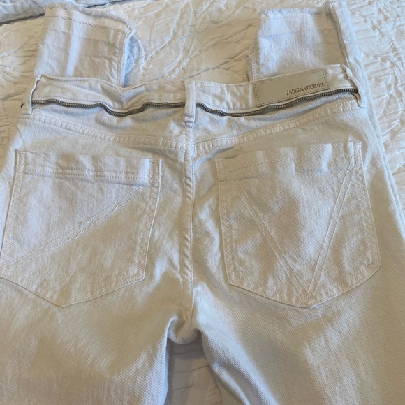 Zadig & Voltaire White Eva Zipper Raw Hem Skinny Jeans Size 26 - Picture 3 of 5